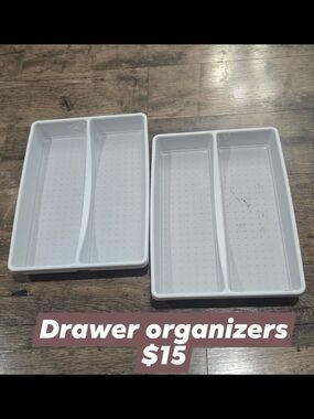 Source Unknown White Plastic Drawer Organizers - Set of 2